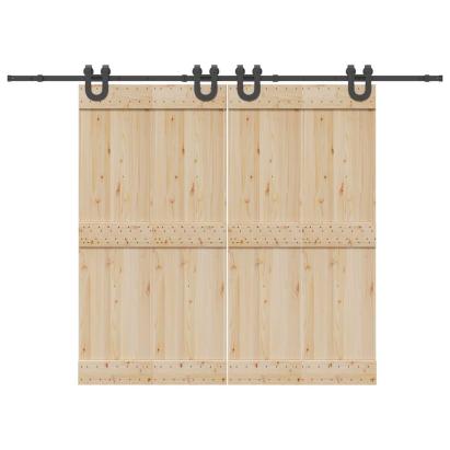 Set feronerie pentru uși glisante, negru, 200 cm, oțel GartenMobel Dekor
