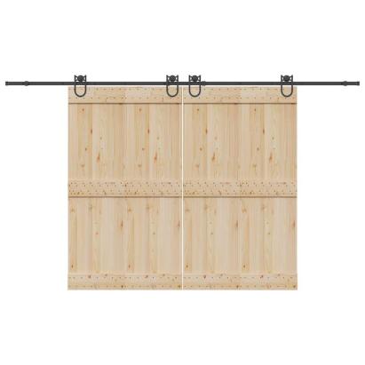 Set feronerie pentru ușă glisantă, negru, 183 cm, oțel GartenMobel Dekor