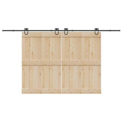 Set feronerie pentru uși glisante, negru, 200 cm, oțel GartenMobel Dekor