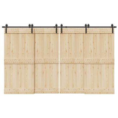 Set feronerie pentru ușă glisantă, negru, 183 cm, oțel GartenMobel Dekor