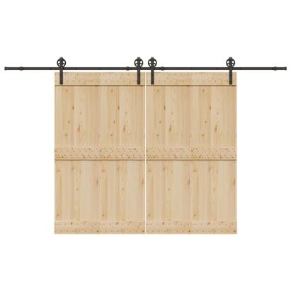 Set feronerie pentru ușă glisantă, negru, 183 cm, oțel GartenMobel Dekor