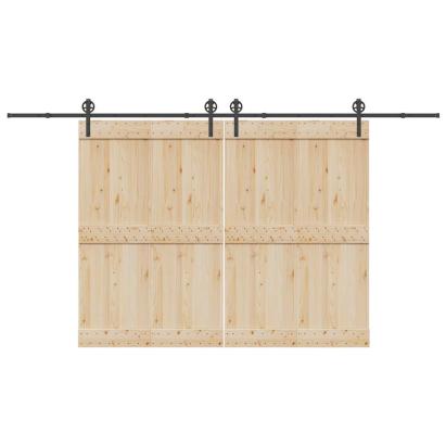 Set feronerie pentru uși glisante, negru, 200 cm, oțel GartenMobel Dekor