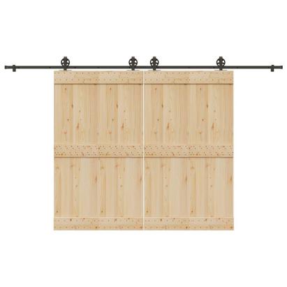 Set feronerie pentru ușă glisantă, negru, 183 cm, oțel GartenMobel Dekor