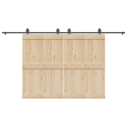 Set feronerie pentru uși glisante, negru, 200 cm, oțel GartenMobel Dekor