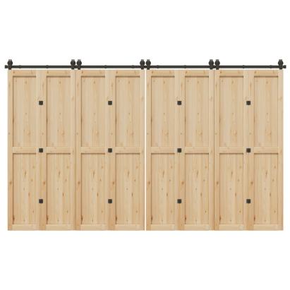 Set feronerie pentru ușă glisantă, negru, 183 cm, oțel GartenMobel Dekor