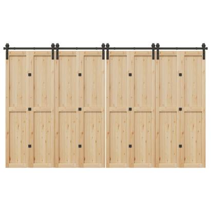 Set feronerie pentru ușă glisantă, negru, 183 cm, oțel GartenMobel Dekor