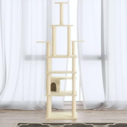 Ansamblu pisici cu stâlpi din funie de sisal, crem, 183 cm GartenMobel Dekor