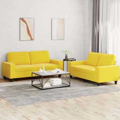 Set de canapele, 2 piese, galben deschis, textil GartenMobel Dekor