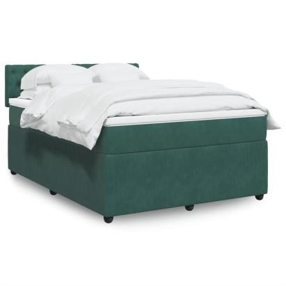 Pat box spring cu saltea, verde închis, 140x190 cm, catifea GartenMobel Dekor