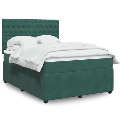 Pat box spring cu saltea, verde închis, 140x190 cm, catifea GartenMobel Dekor