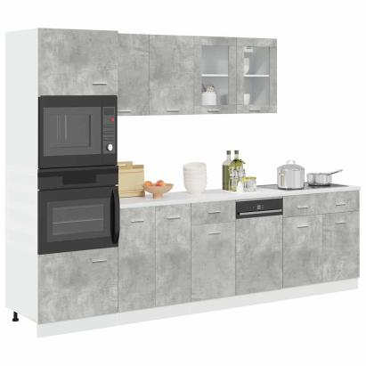Set mobilier de baie, 7 piese, gri beton, lemn compozit GartenMobel Dekor