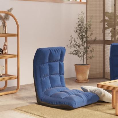 Scaun de podea pliabil, albastru, material textil GartenMobel Dekor