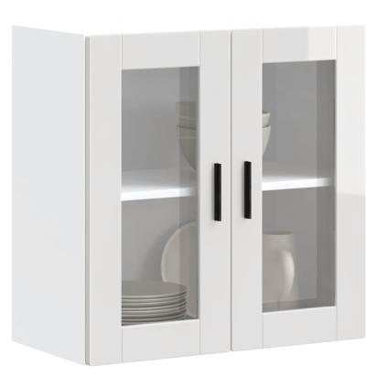 Dulap de bucătărie cu ușă din sticlă „Porto” alb lucios GartenMobel Dekor