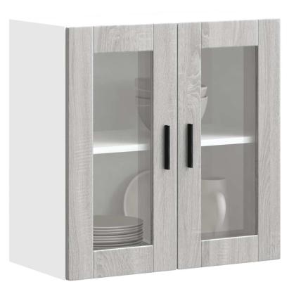 Dulap de bucătărie cu ușă din sticlă „Porto” gri Sonoma GartenMobel Dekor