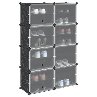 Organizator cub de depozitare cu 8 cuburi și uși PP negru GartenMobel Dekor