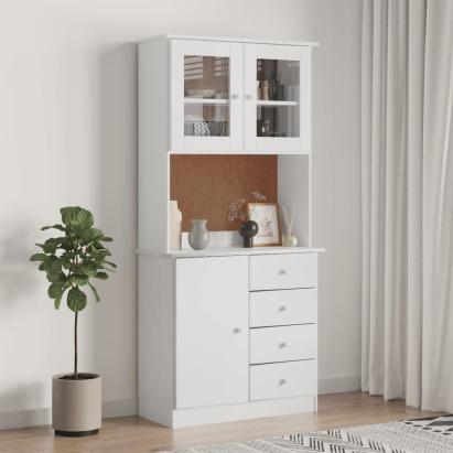 Dulap înalt ALTA, alb, 77x35x165 cm, lemn masiv de pin GartenMobel Dekor