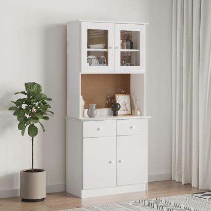 Dulap înalt ALTA, alb, 77x35x165 cm, lemn masiv de pin GartenMobel Dekor