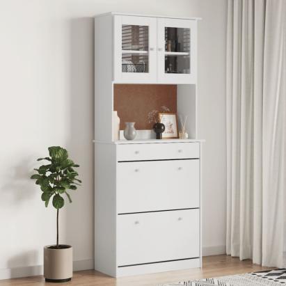 Dulap înalt ALTA, alb, 77x35x188 cm, lemn masiv de pin GartenMobel Dekor
