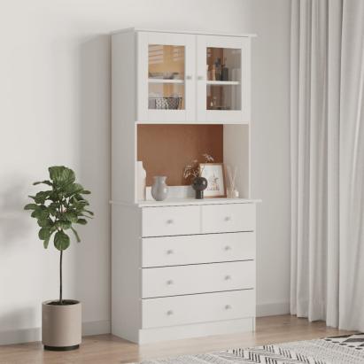 Dulap înalt ALTA, alb, 77x35x165 cm, lemn masiv de pin GartenMobel Dekor