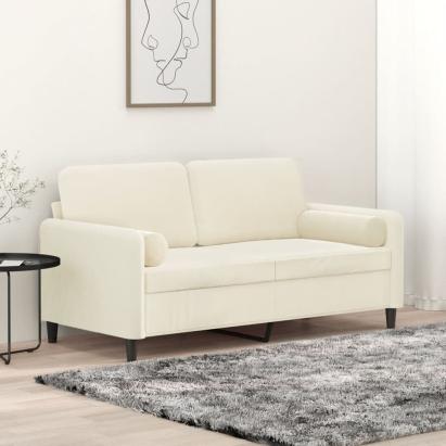 Canapea cu 2 locuri cu pernuțe, crem, 140 cm, catifea GartenMobel Dekor