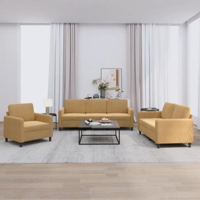 Set de canapele, 3 piese, maro, catifea GartenMobel Dekor