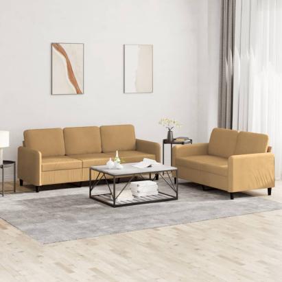 Set canapea 2 piese, maro, catifea GartenMobel Dekor