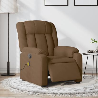 Fotoliu electric de masaj rabatabil, maro, textil GartenMobel Dekor