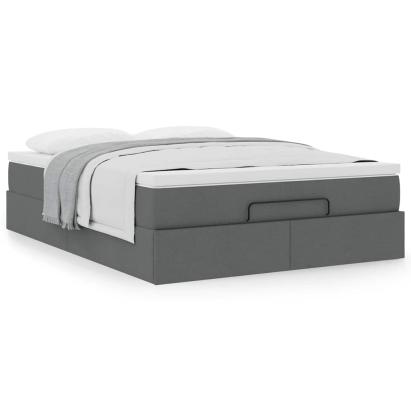 Cadru pat otoman cu saltea țesătură gri închis 140x200 cm GartenMobel Dekor