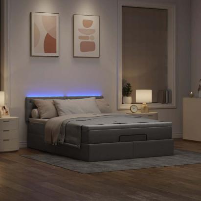 Pat otoman cu saltea Taupe 140x200 cm Stofa GartenMobel Dekor