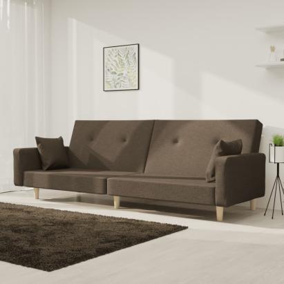 Canapea extensibilă cu 2 locuri, 2 perne, gri taupe, textil GartenMobel Dekor