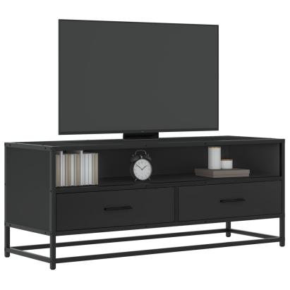 Dulap TV, negru, 100x34,5x40 cm, lemn prelucrat și metal GartenMobel Dekor