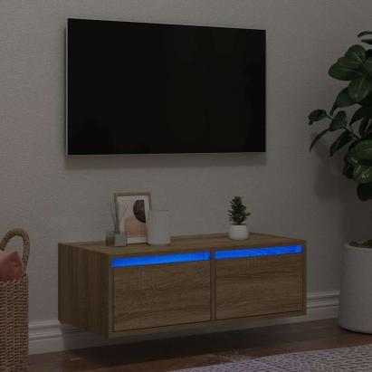 Comodă TV cu lumini LED, stejar sonoma, 75x35,5x25 cm GartenMobel Dekor