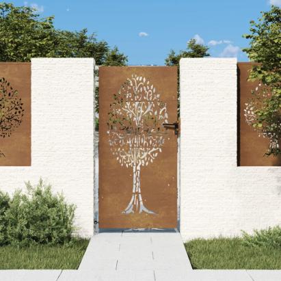 Poartă pentru grădină, 85x175 cm, oțel corten, model copac GartenMobel Dekor