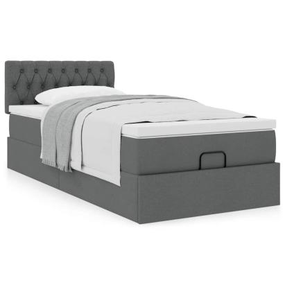 Cadru pat otoman cu saltea țesătură gri închis 100x200 cm GartenMobel Dekor
