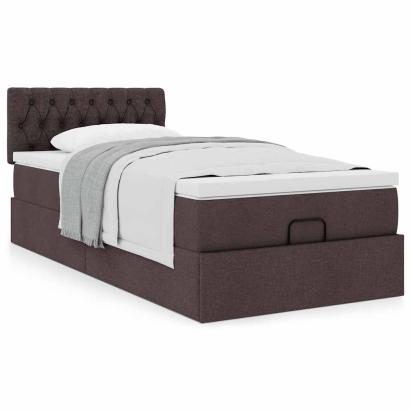 Cadru de pat otoman cu saltea țesătură maro închis 100x200 cm GartenMobel Dekor