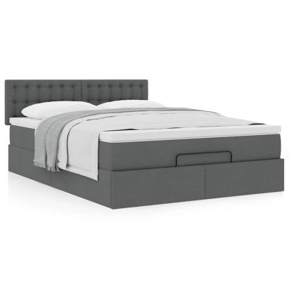 Cadru pat otoman cu saltea țesătură gri închis 140x200 cm GartenMobel Dekor