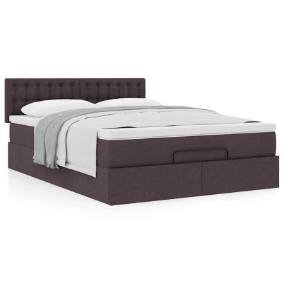 Cadru de pat otoman cu saltea țesătură maro închis 140x200 cm GartenMobel Dekor