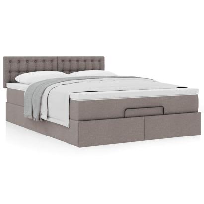 Cadru de pat otoman cu saltea Taupe 140x200cm Material GartenMobel Dekor