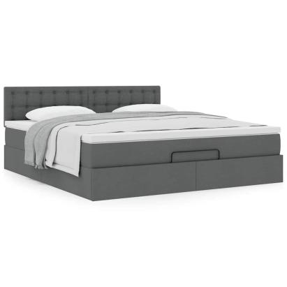 Cadru pat otoman cu saltea țesătură gri închis 160x200 cm GartenMobel Dekor