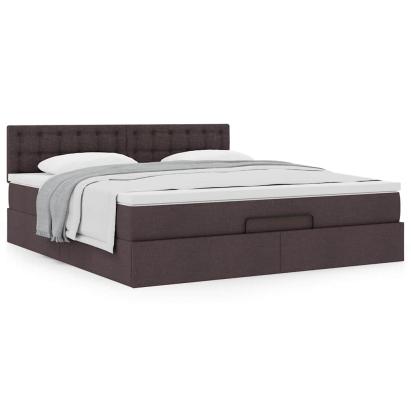 Cadru de pat otoman cu saltea țesătură maro închis 160x200cm GartenMobel Dekor