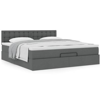 Cadru pat otoman cu saltea țesătură gri închis 180x200 cm GartenMobel Dekor