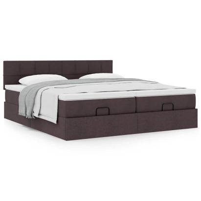 Cadru de pat otoman cu saltele țesătură maro închis 180x200cm GartenMobel Dekor
