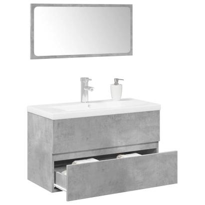 Set mobilier de baie, 3 piese, gri beton, lemn compozit GartenMobel Dekor