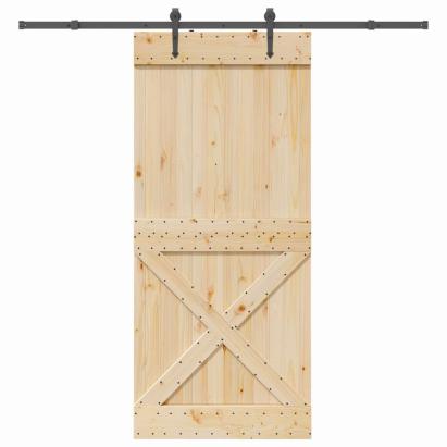 Ușă glisantă cu set feronerie, 100x210 cm, lemn masiv de pin GartenMobel Dekor