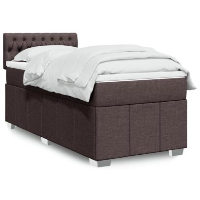 Pat box spring cu saltea, maro închis, 90x200 cm, textil GartenMobel Dekor