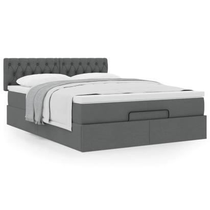 Cadru pat otoman cu saltea țesătură gri închis 140x200 cm GartenMobel Dekor