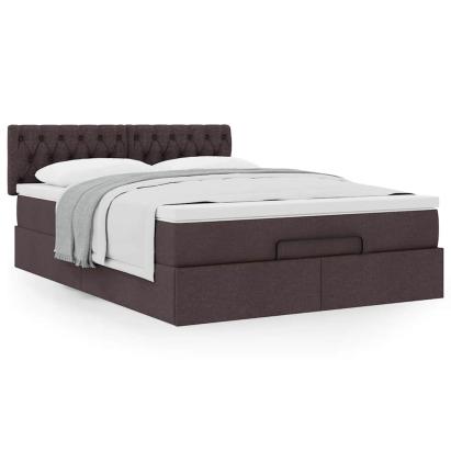 Cadru de pat otoman cu saltea țesătură maro închis 140x200 cm GartenMobel Dekor