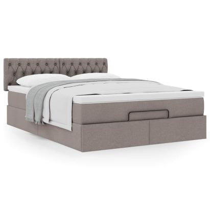 Cadru de pat otoman cu saltea Taupe 140x200cm Material GartenMobel Dekor