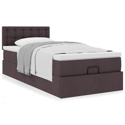 Cadru de pat otoman cu saltea țesătură maro închis 90x200 cm GartenMobel Dekor
