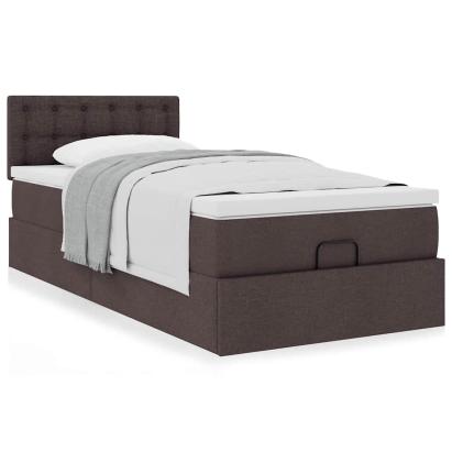 Cadru de pat otoman cu saltea țesătură maro închis 100x200 cm GartenMobel Dekor